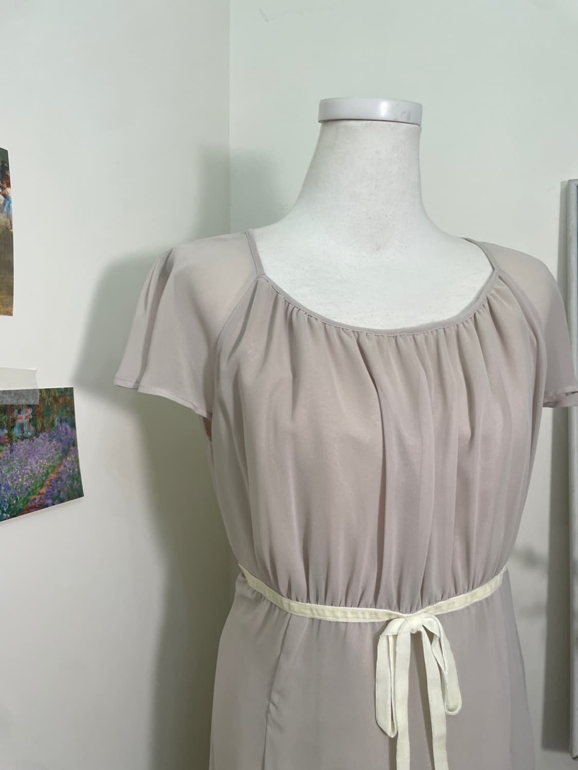 sheer pinkgray shirring bow point opc 상품이미지6