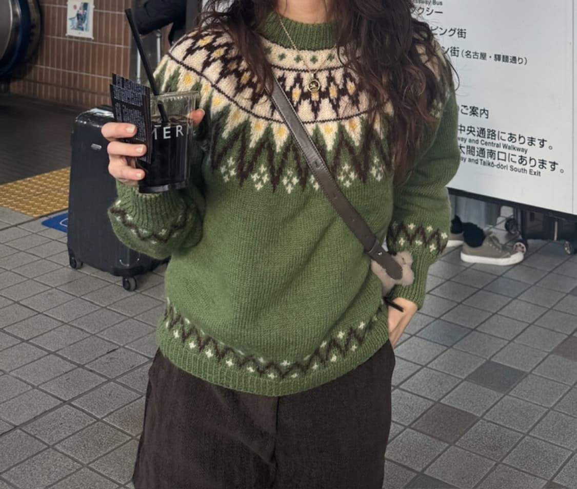 초록색 노르딕 니트 상품이미지2