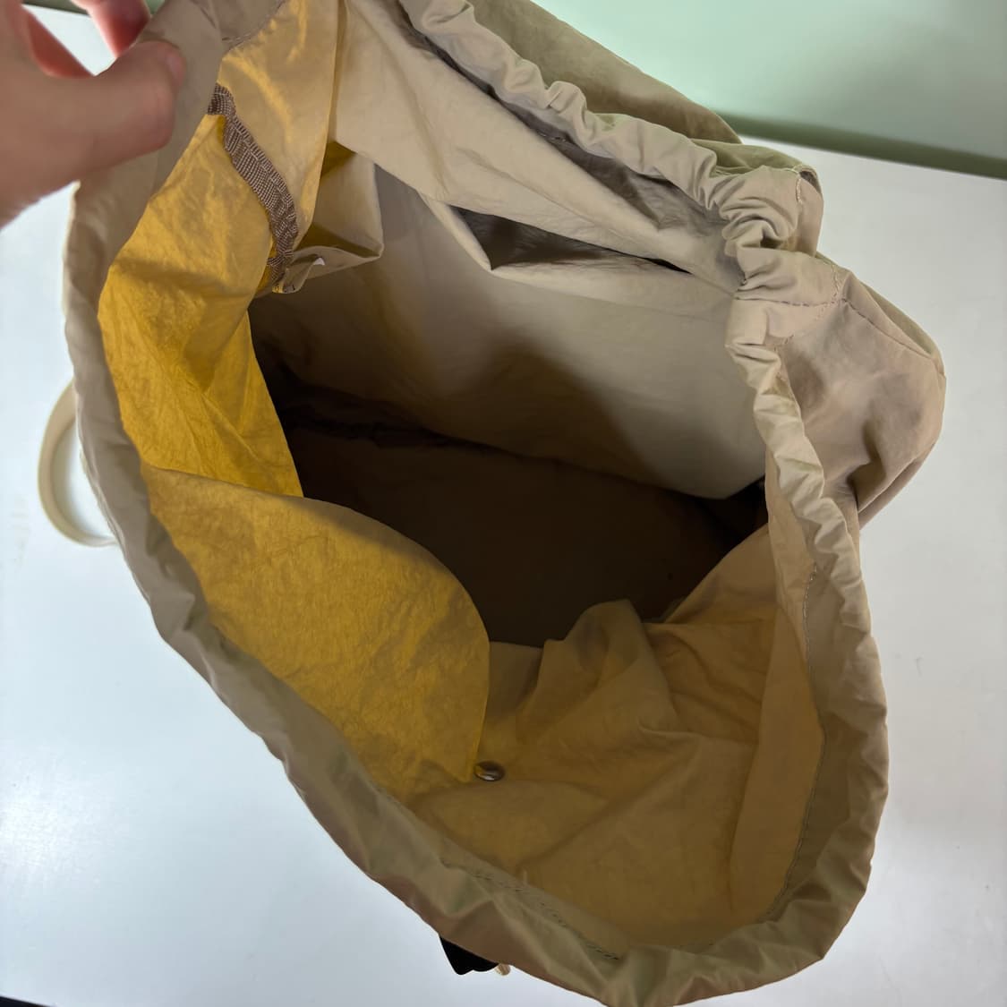 OS VTG 베이지 스트링 나일론 백팩 상품이미지4