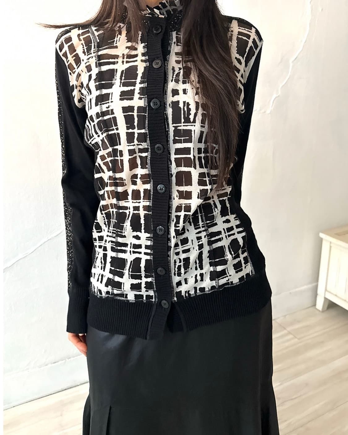 Black Graphic Knit mesh zip-up 상품이미지6