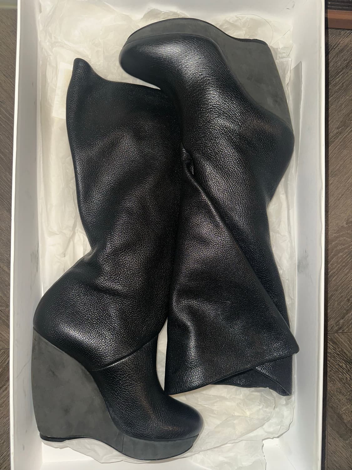 발렌시아가 2006 F/M 아카이브 블랙 레더 랩 웨지부츠 상품이미지3