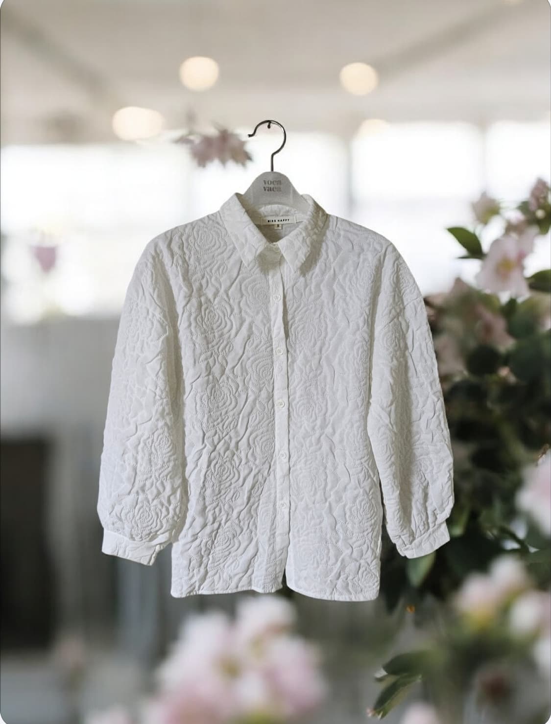 미착용 / 화이트 퀼팅 자수 셔츠 블라우스 S 상품이미지1