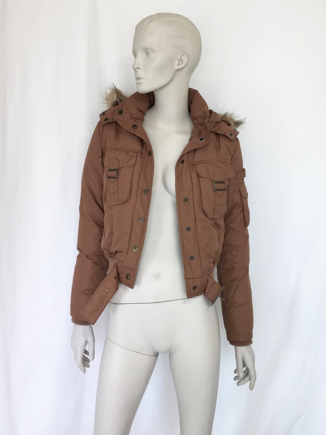 BEBE Brown hoodie puffer Jacket 상품이미지8