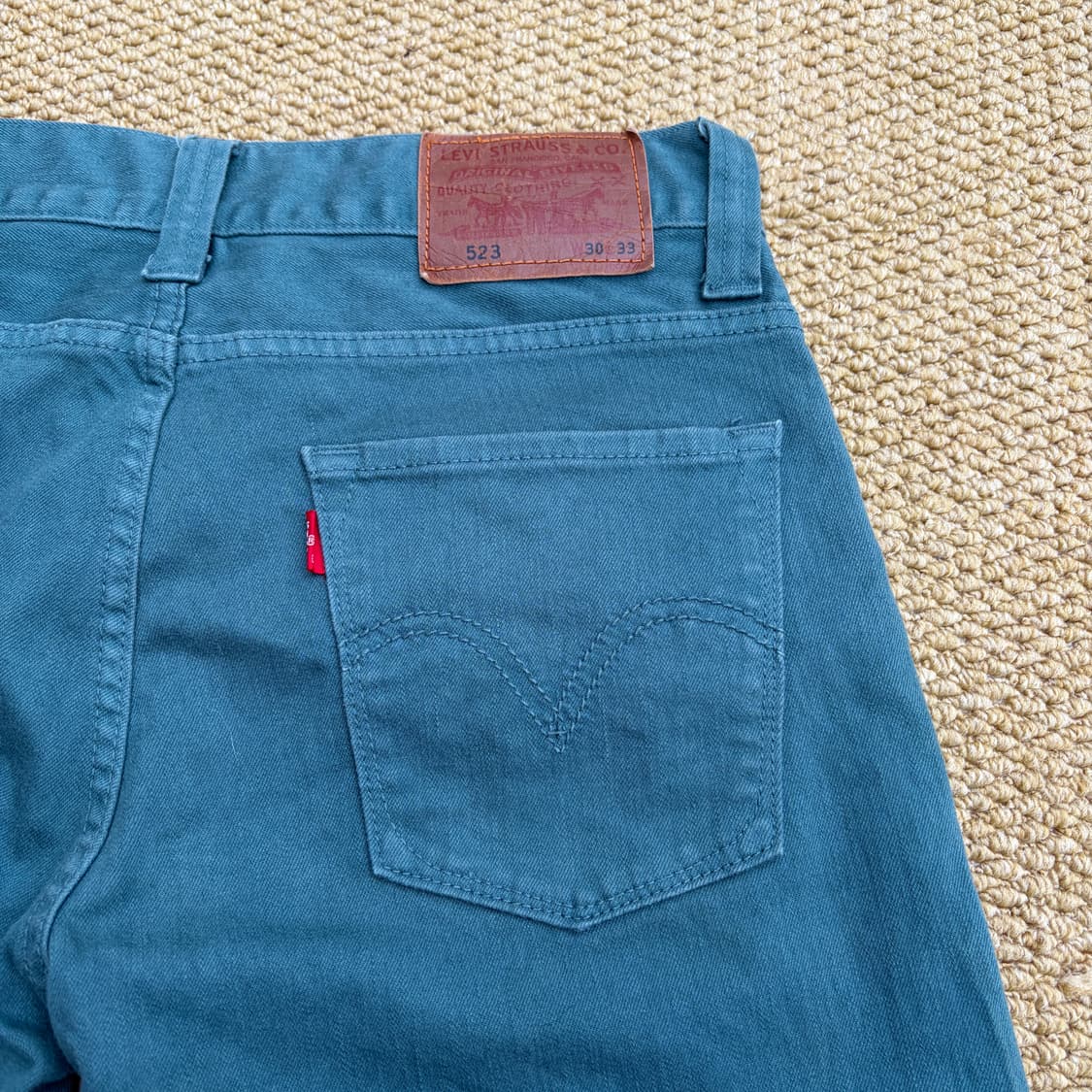 리바이스 523 스트레이트핏 청록 데님 팬츠 상품이미지3