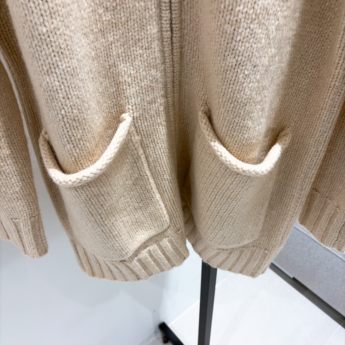 (정품/새상품) 제임스펄스 여성 오트밀 울 블렌드 집업 후디 니트  상품이미지3