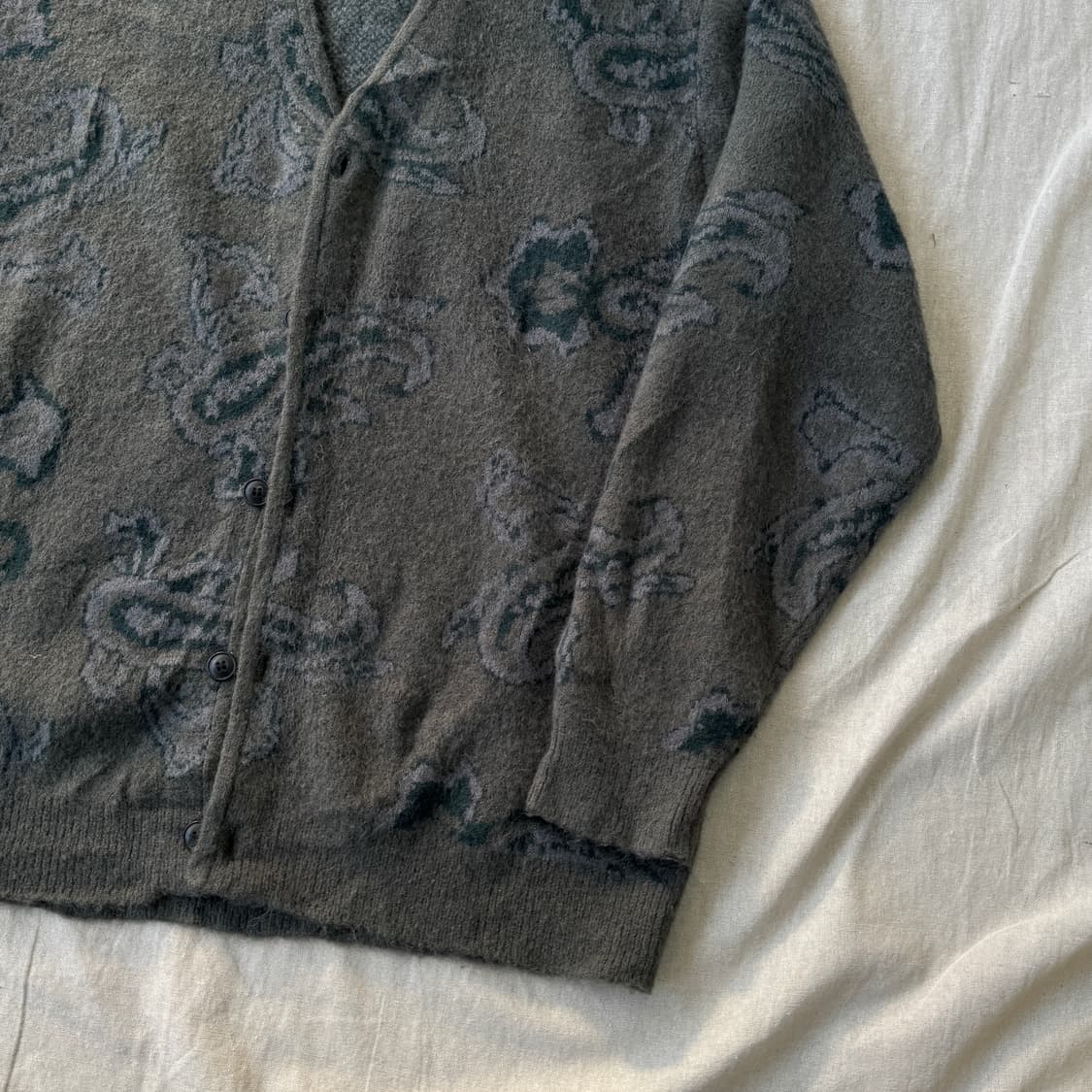 Gu 재팬 카키 패턴 모헤어 가디건 L 상품이미지3