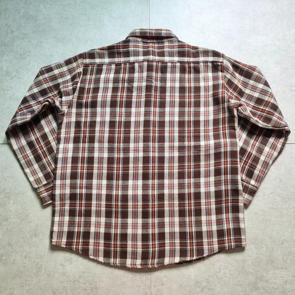 70s USA Ely Cotton Flannel Check Shirt L 상품이미지5