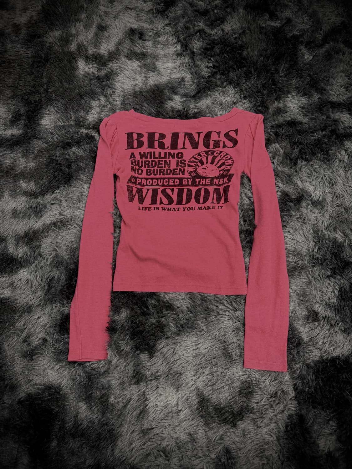 핑크 y2k 퍼프숄더 크롭 레터링 긴팔 상품이미지2