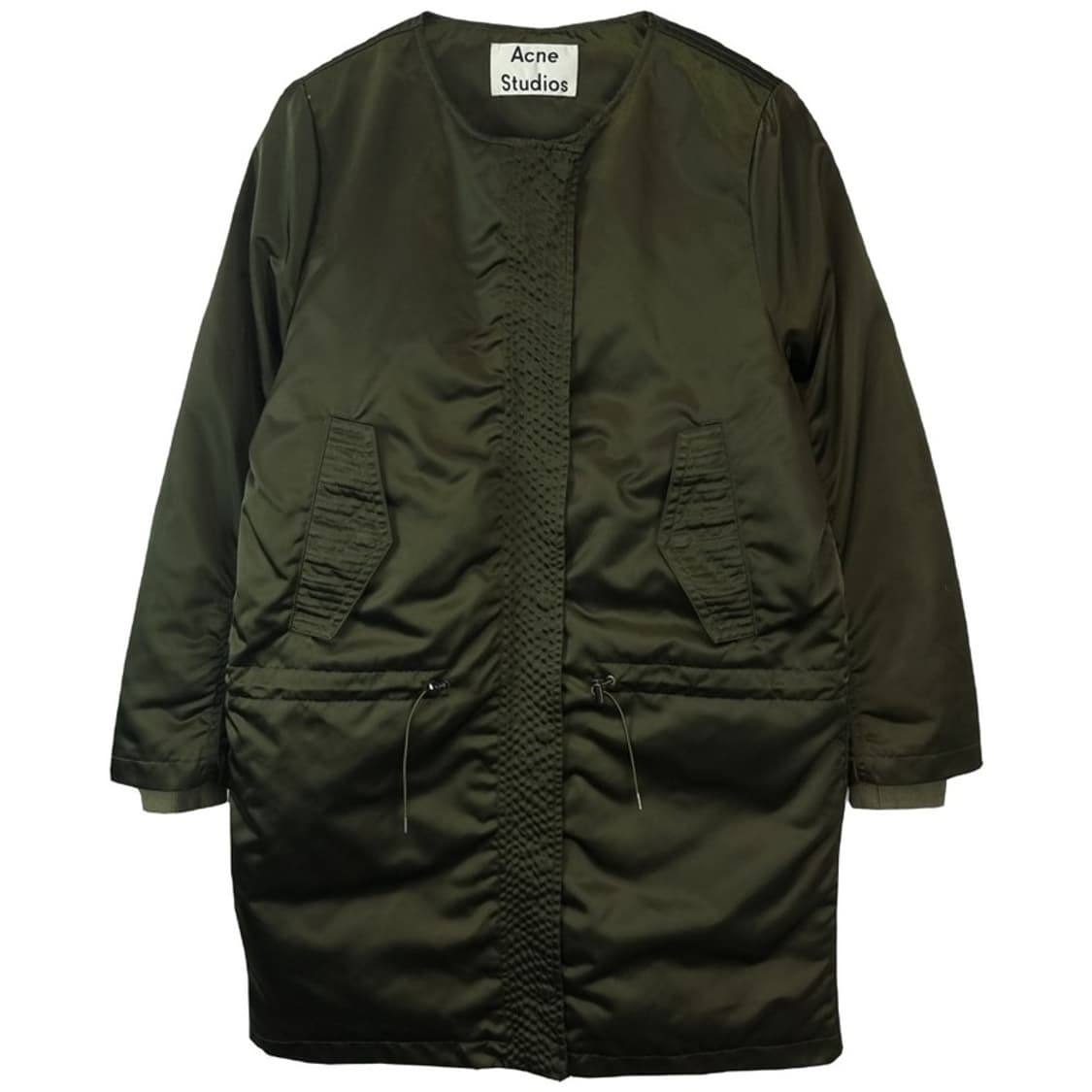 [아크네스튜디오] 카라리스 오버핏 사틴 롱 패딩 카키 P01117 상품이미지2