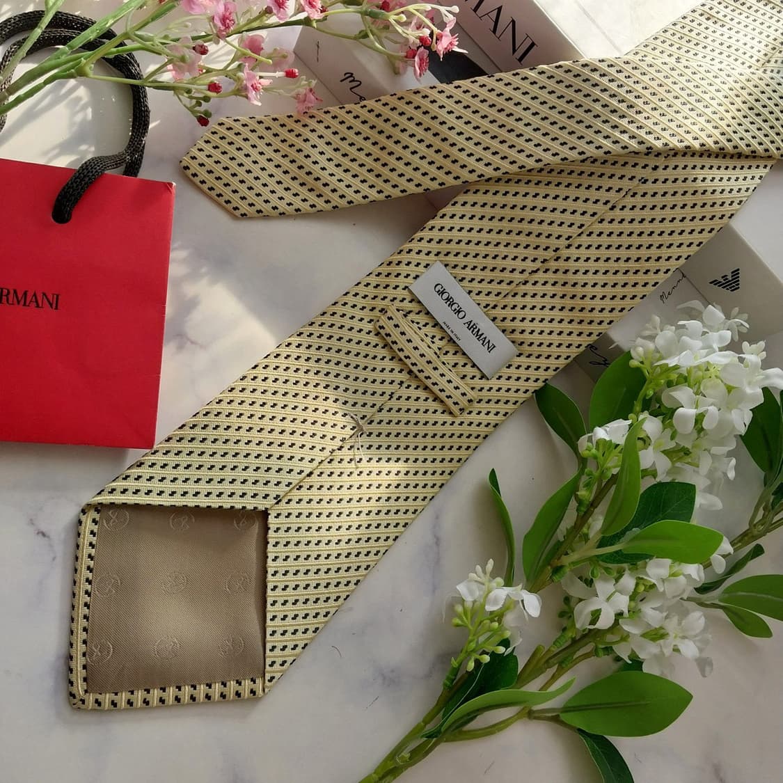 조르지오 아르마니 레몬 패턴 넥타이 9.9cm A+등급 K1870 상품이미지5