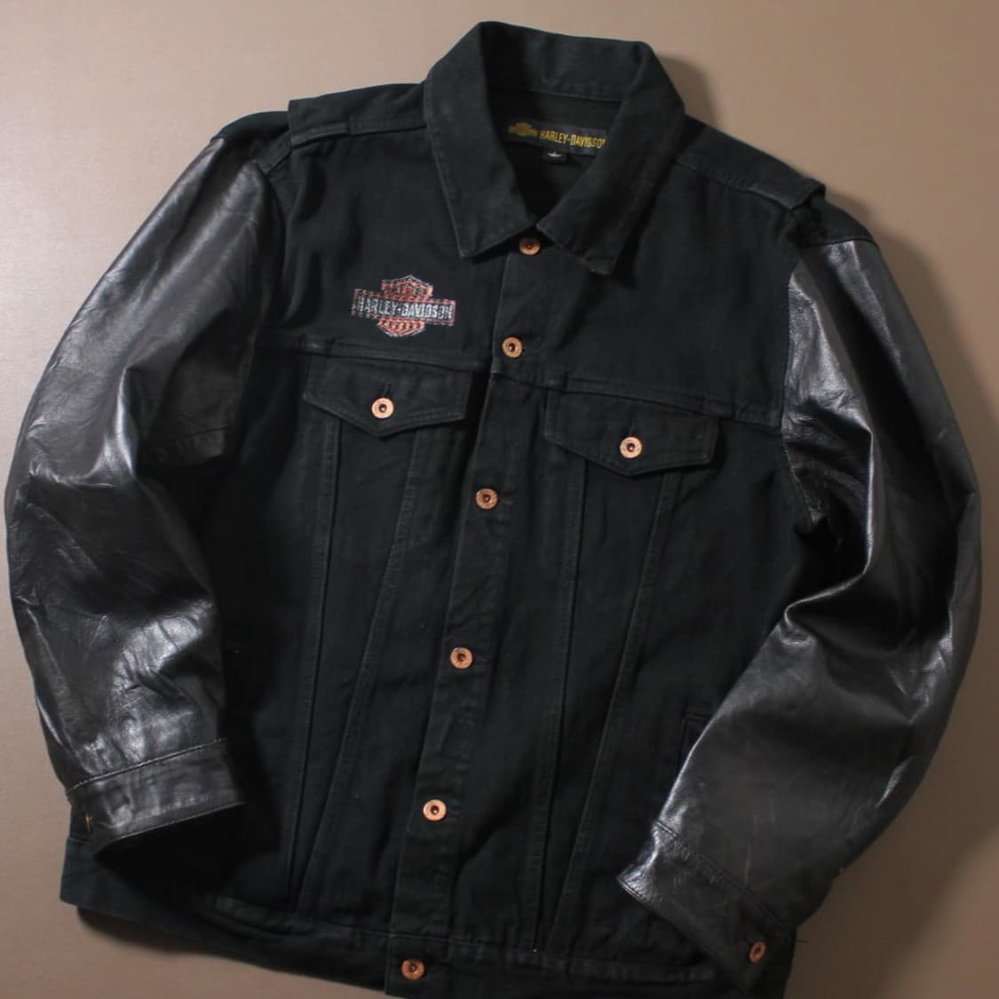 Harley Davidson 할리데이비슨 데님 바디 가죽 슬리브 자켓 상품이미지3