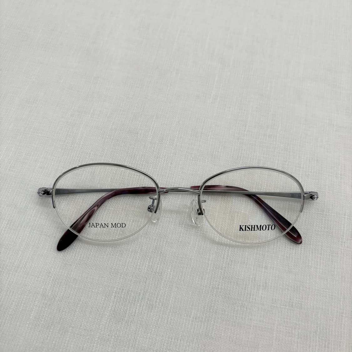 KISHMOTO 퍼플 실버 오벌 반무테 상품이미지5