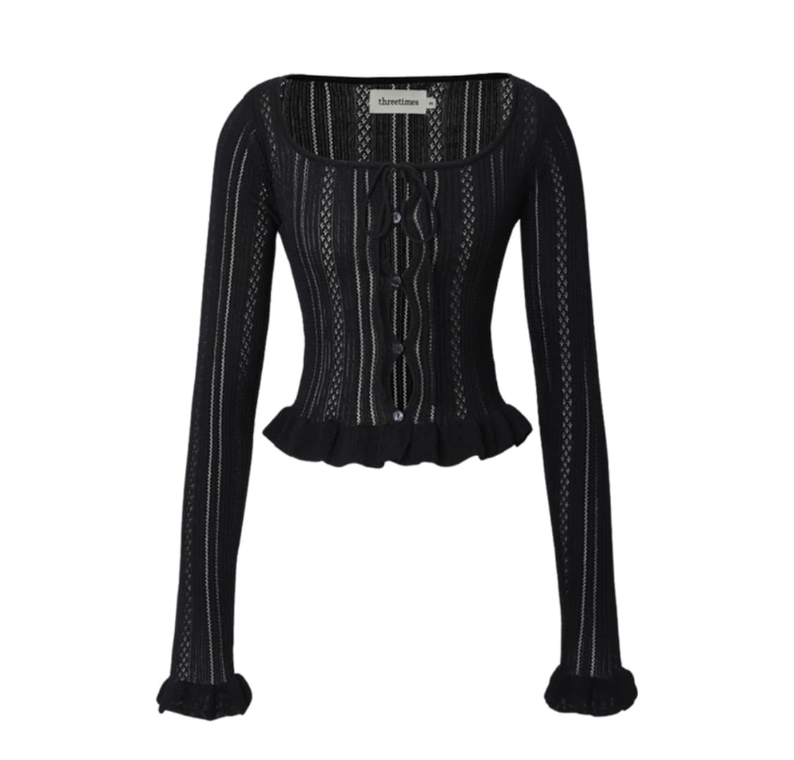 쓰리타임즈 아이리스 가디건 블랙 볼레로 쓰탐 상품이미지1