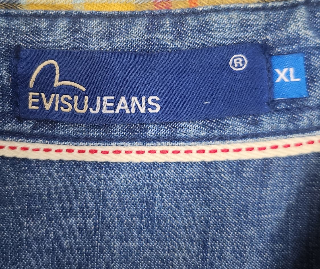 EVISU 에비수 체크 어깨 데님 포인트 셔츠 XL 상품이미지3