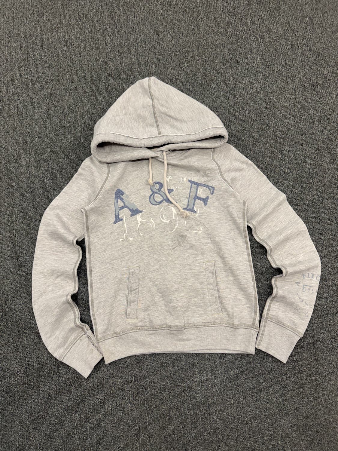 S)아베크롬비 빈티지 프린팅 그레이 여성 후드티 상품이미지1