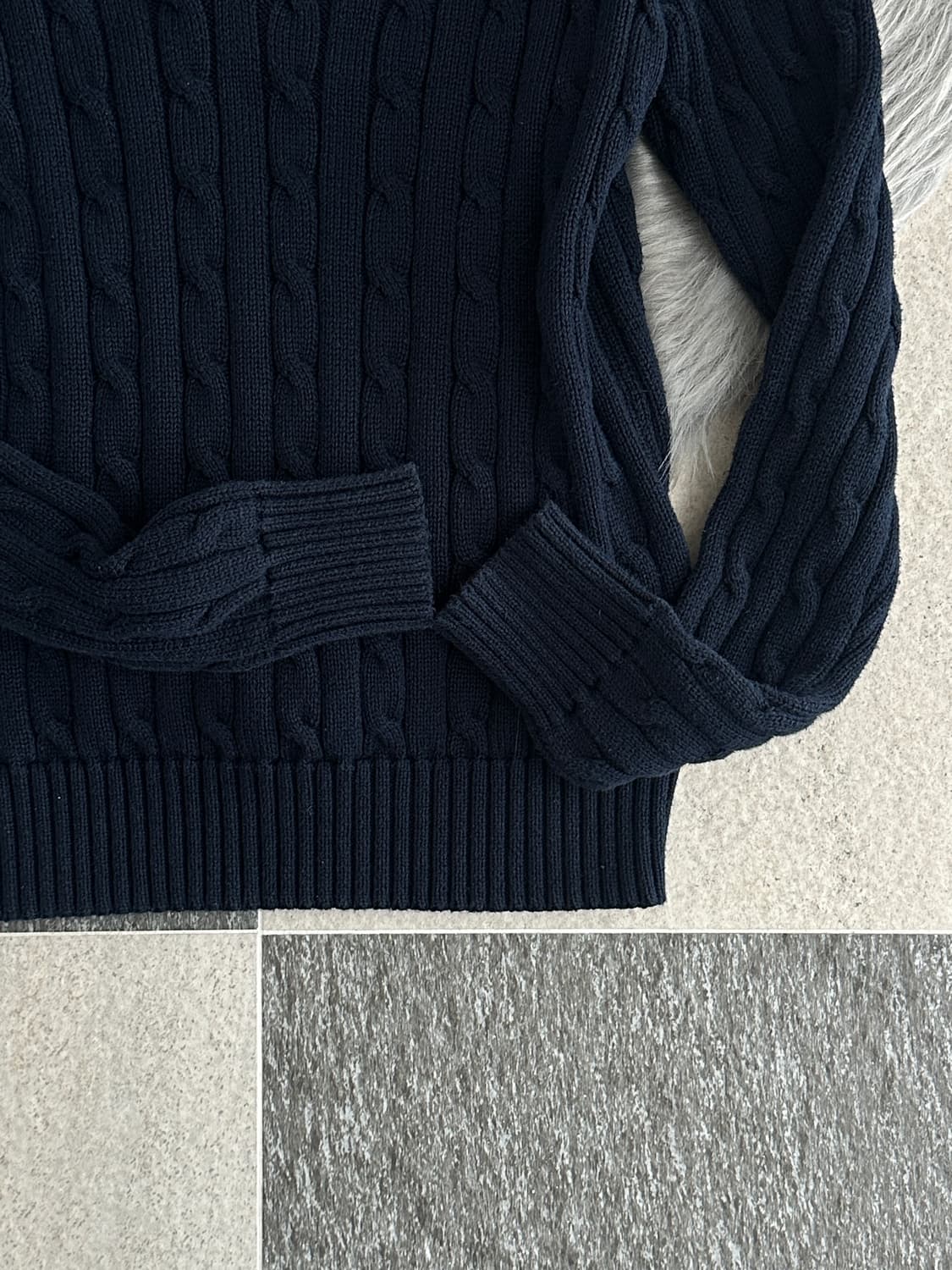 폴로 랄프로렌 네이비 V넥 케이블 니트  상품이미지6