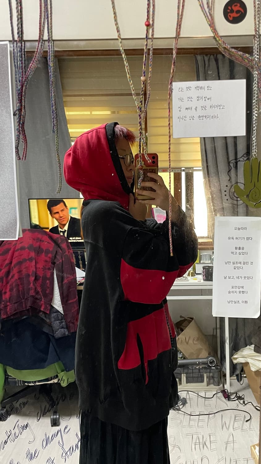 빨강-검정 줄무늬 후드집업 상품이미지2