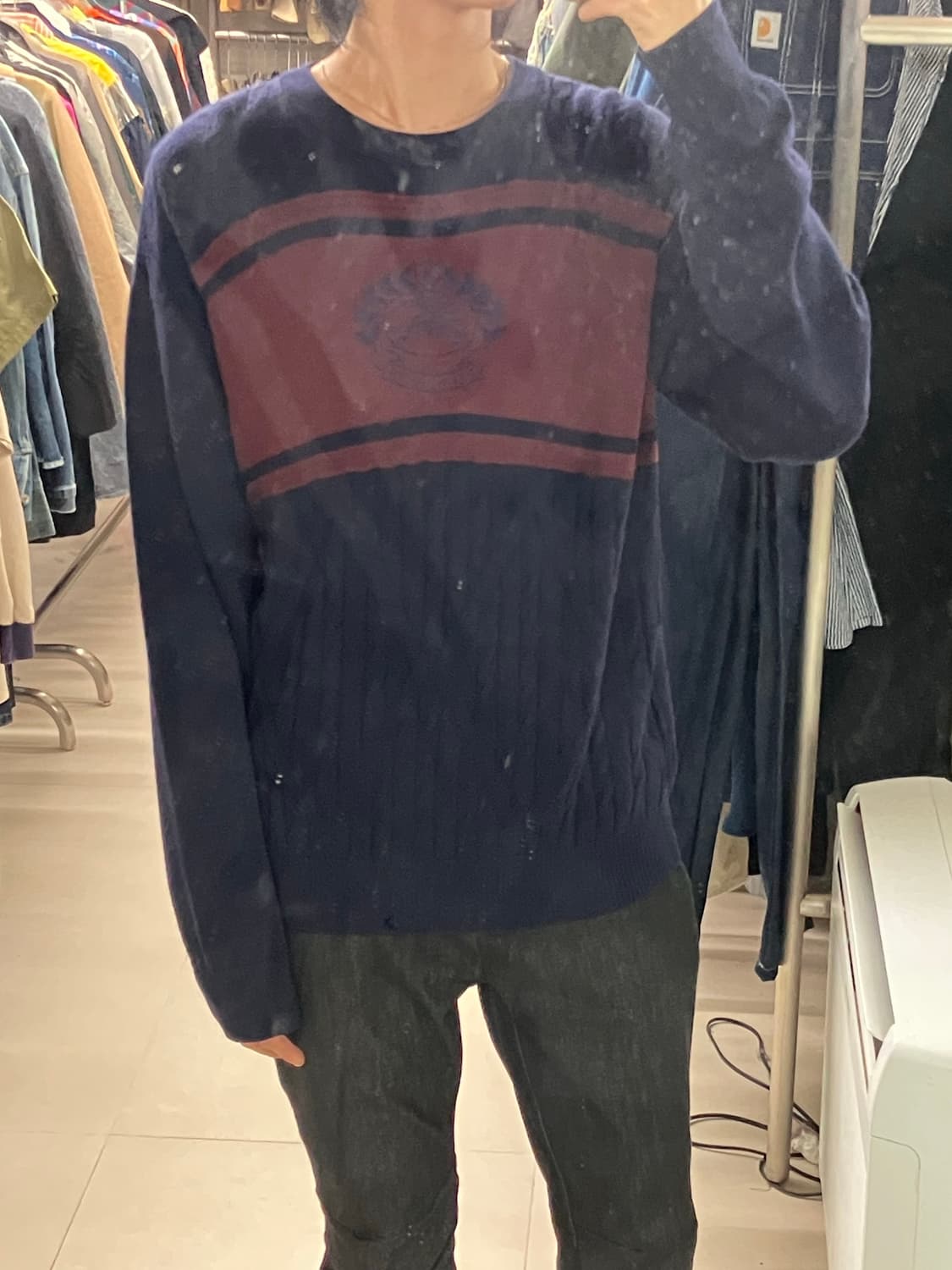 버버리 로고 와인 니트 스웨터 M 상품이미지6