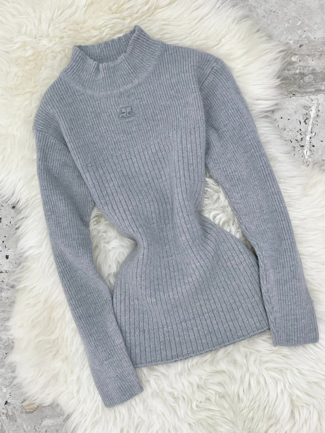 꾸레쥬 그레이 울 터틀넥 상품이미지3