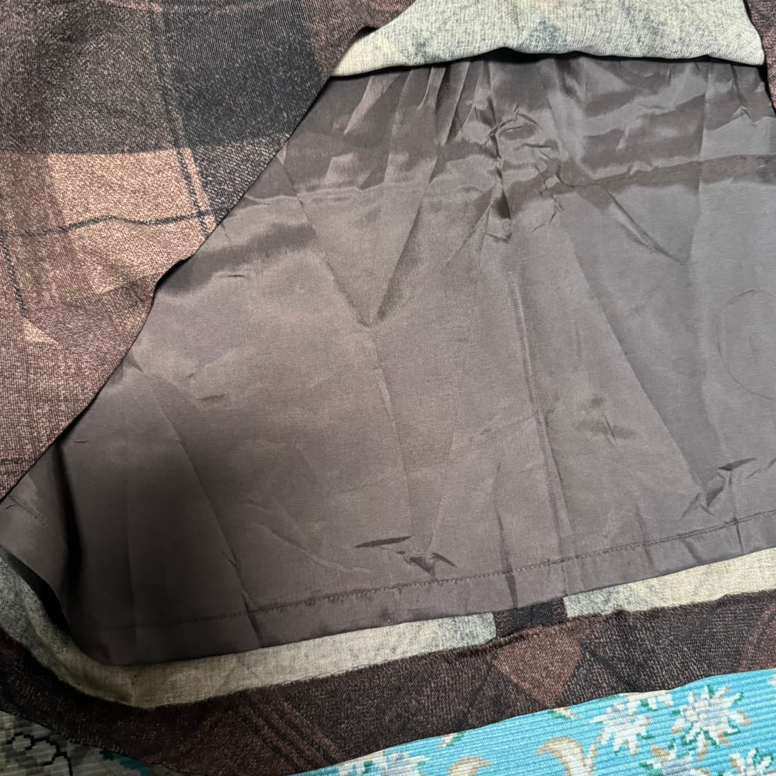 브라운 체크 빈티지 롱스커트 미착용 상품이미지4