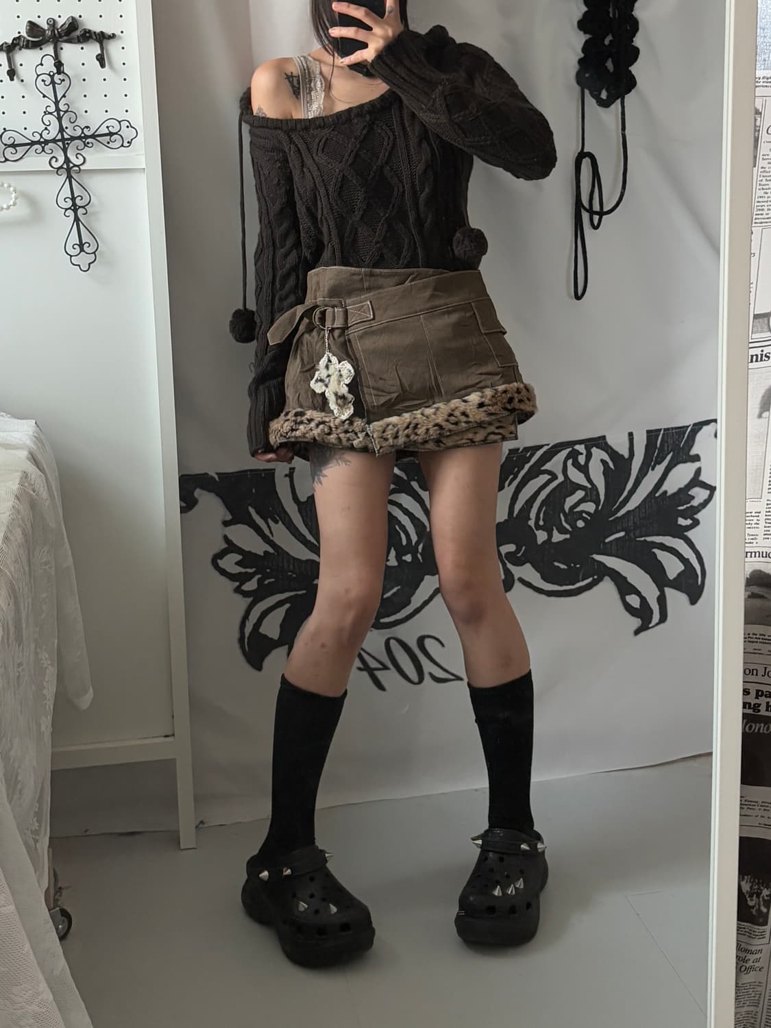 • Brown cable hooded knitwear 상품이미지3