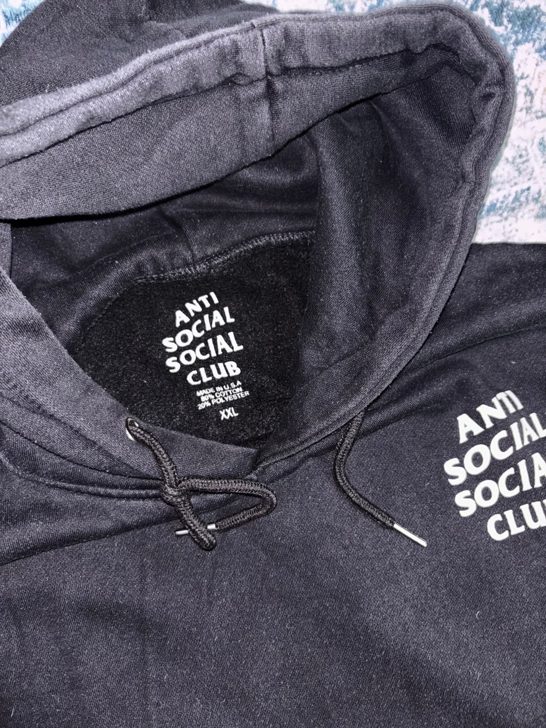 빈티지 Anti social social club 백프린팅 후드티 상품이미지3
