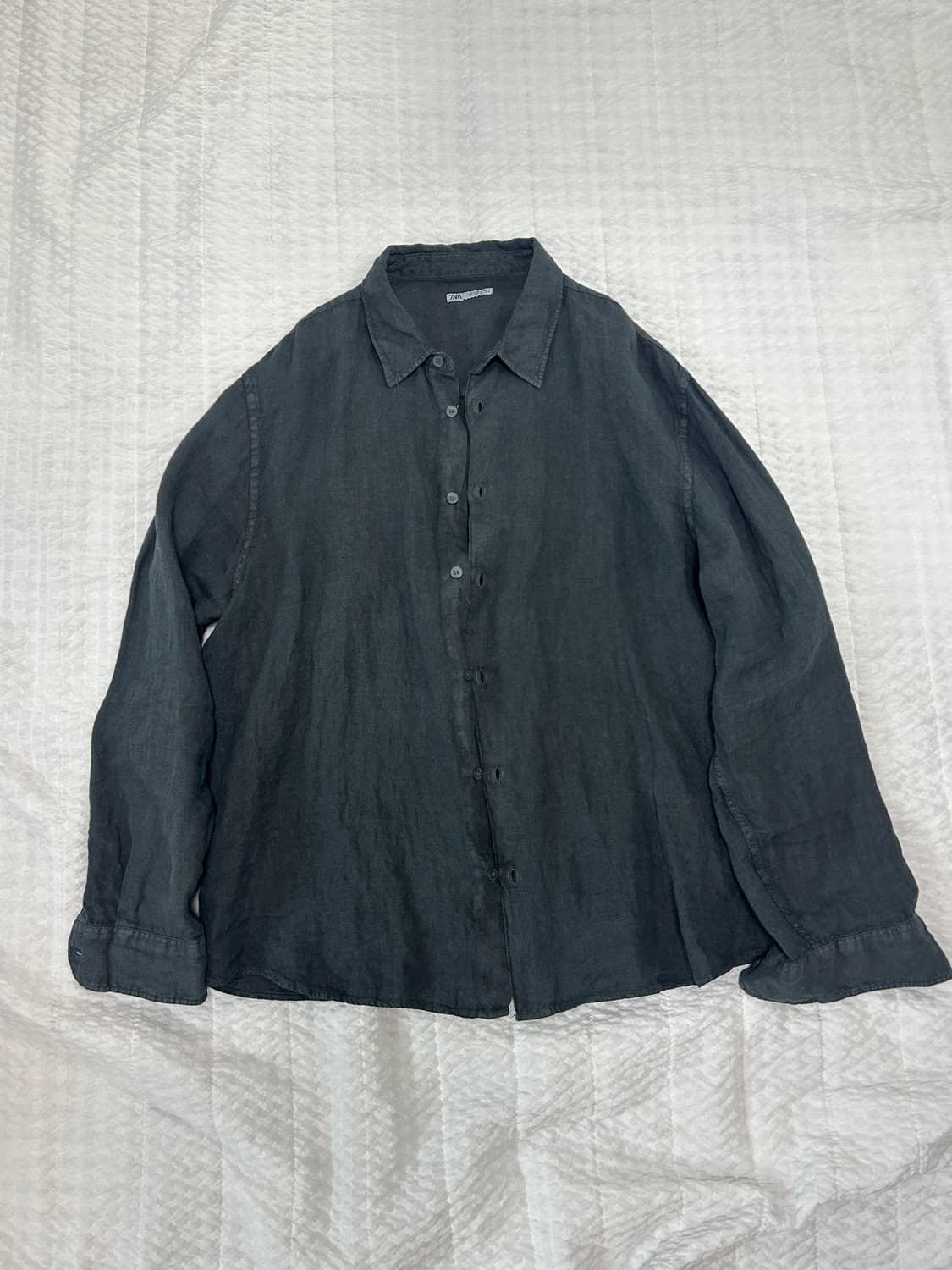 [44] 자라 린넨 긴팔 셔츠 블랙 상품이미지1