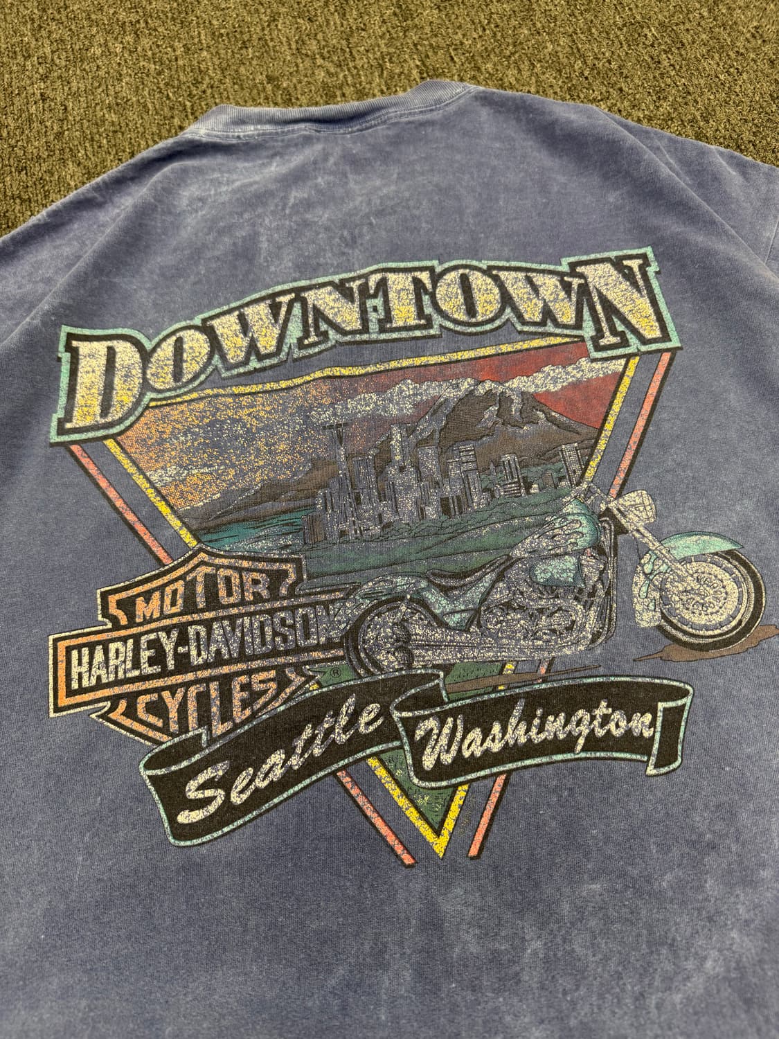 OS)할리데이비슨 빈티지 프린팅 Down Town 포켓 반팔(핀홀) 상품이미지7