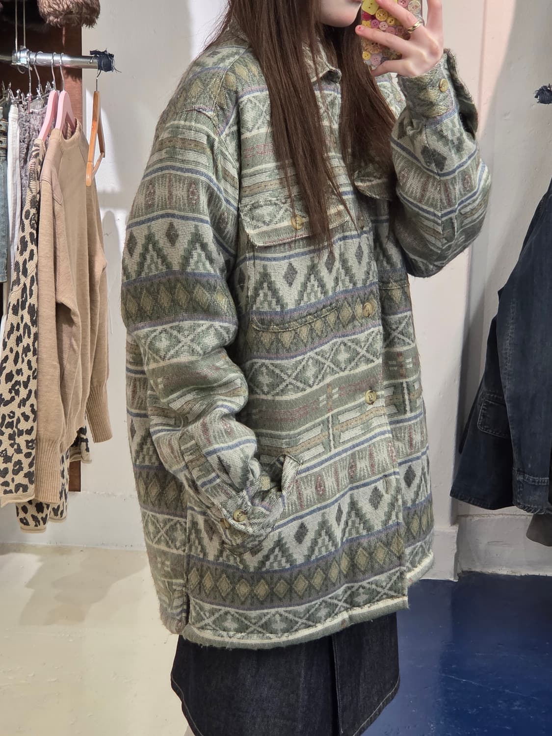 Japanese vtg 나바호 양털 플란넬 셔츠 상품이미지2