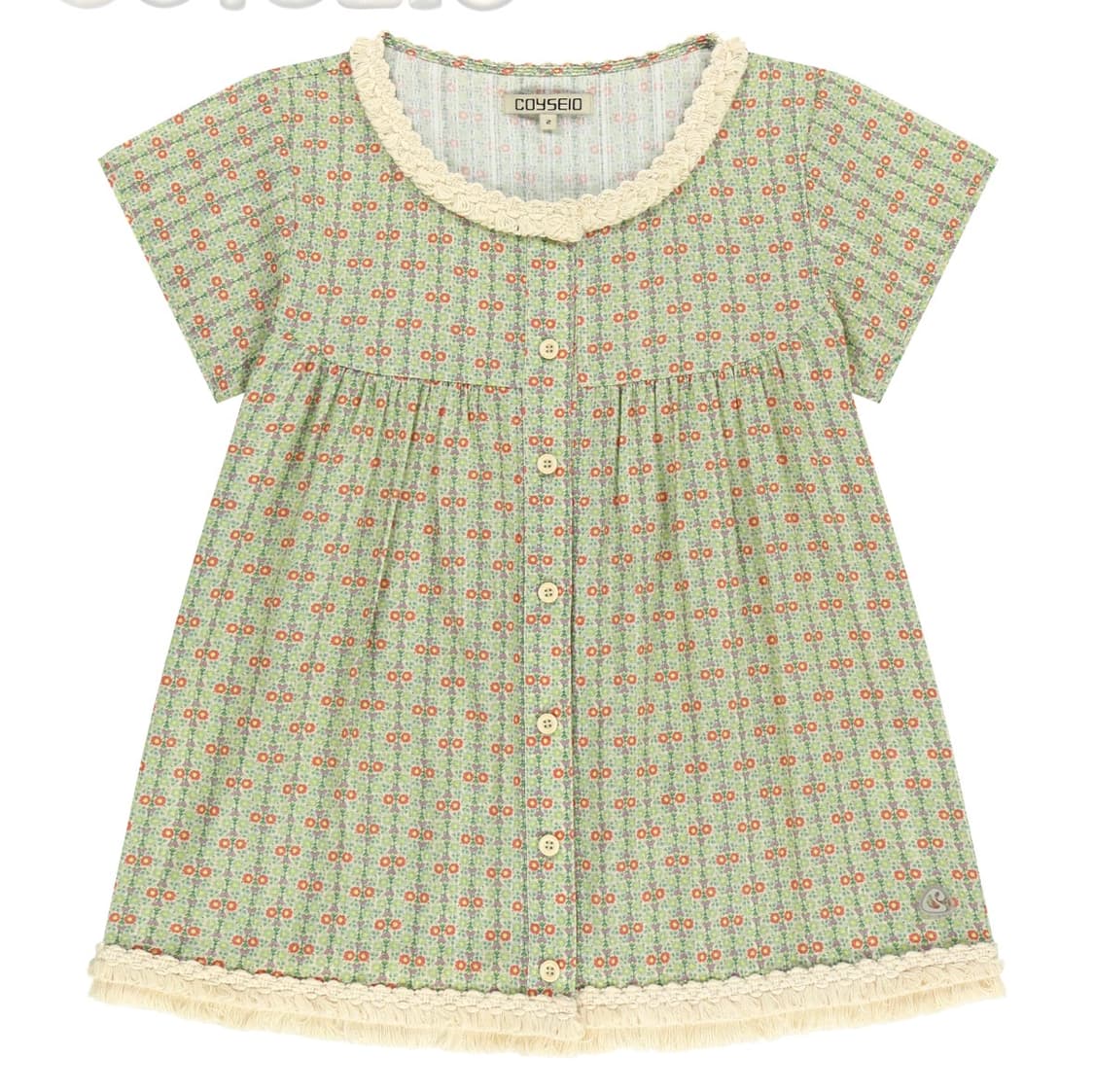 코이세이오 FRINGE SHIRRING BLOUSE LIGHT GREEN 상품이미지1
