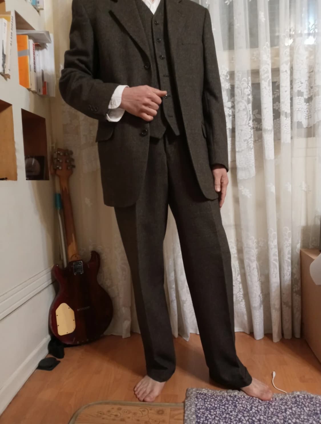 남성 브라운 쓰리피스 정장 상품이미지1