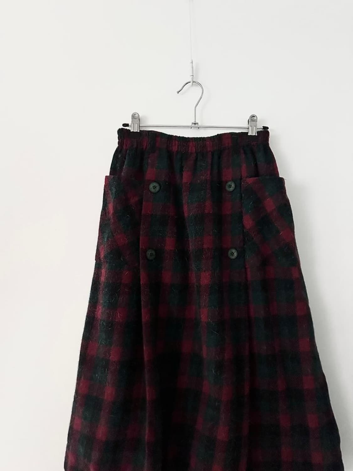 Check pintuck pocket skirt / red 상품이미지3