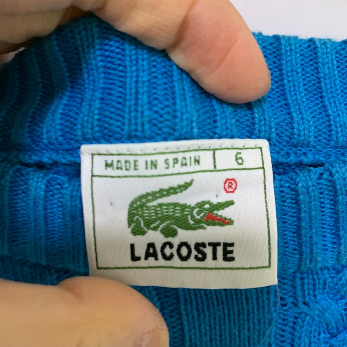 라코스테 라운드넥 케이블 니트 꽈배기 스카이블루 긴팔니트스웨터  상품이미지7