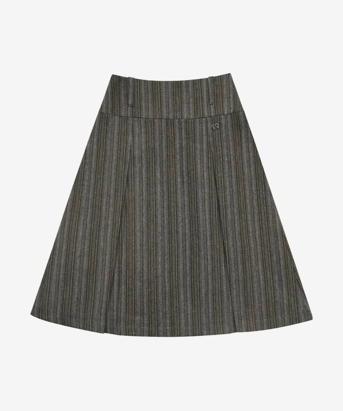 PLEATED PATTERN MIDI SK KHAKI GREY  상품이미지1