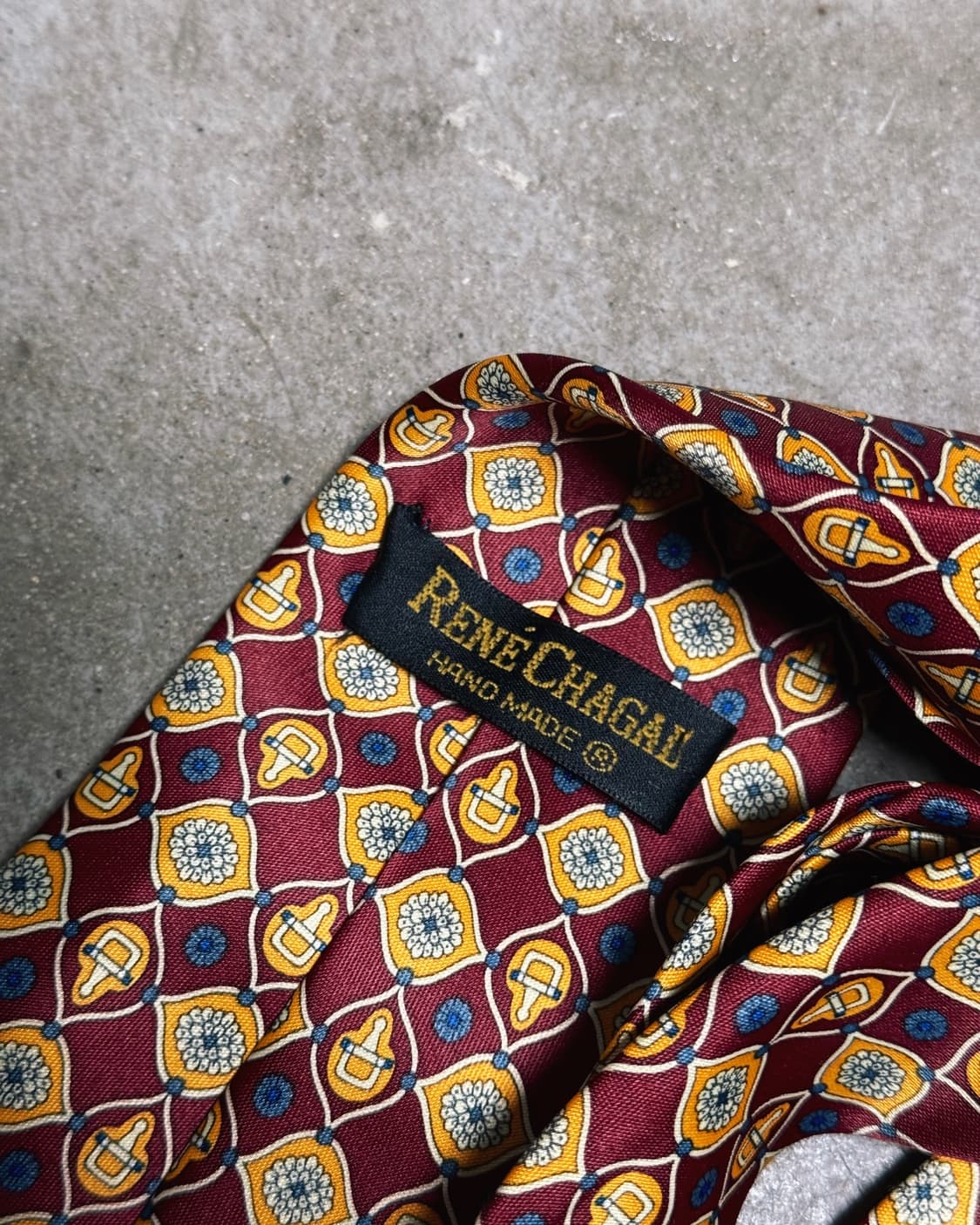 90‘s Rene Chagal 플라워 패턴 명주 실크타이 상품이미지4