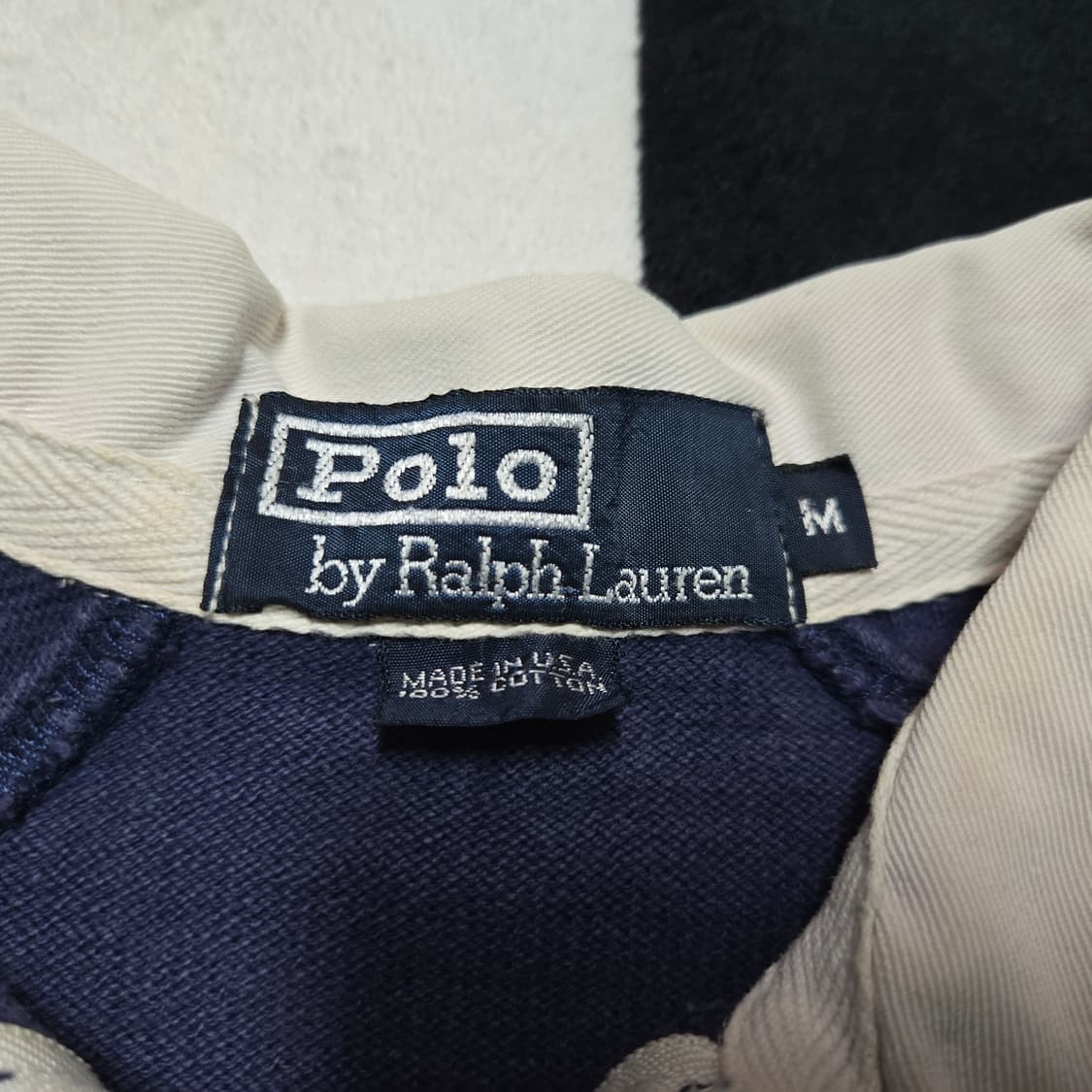 M 폴로랄프로렌 90s 성조기 럭비티셔츠 네이비 Made in USA 상품이미지3