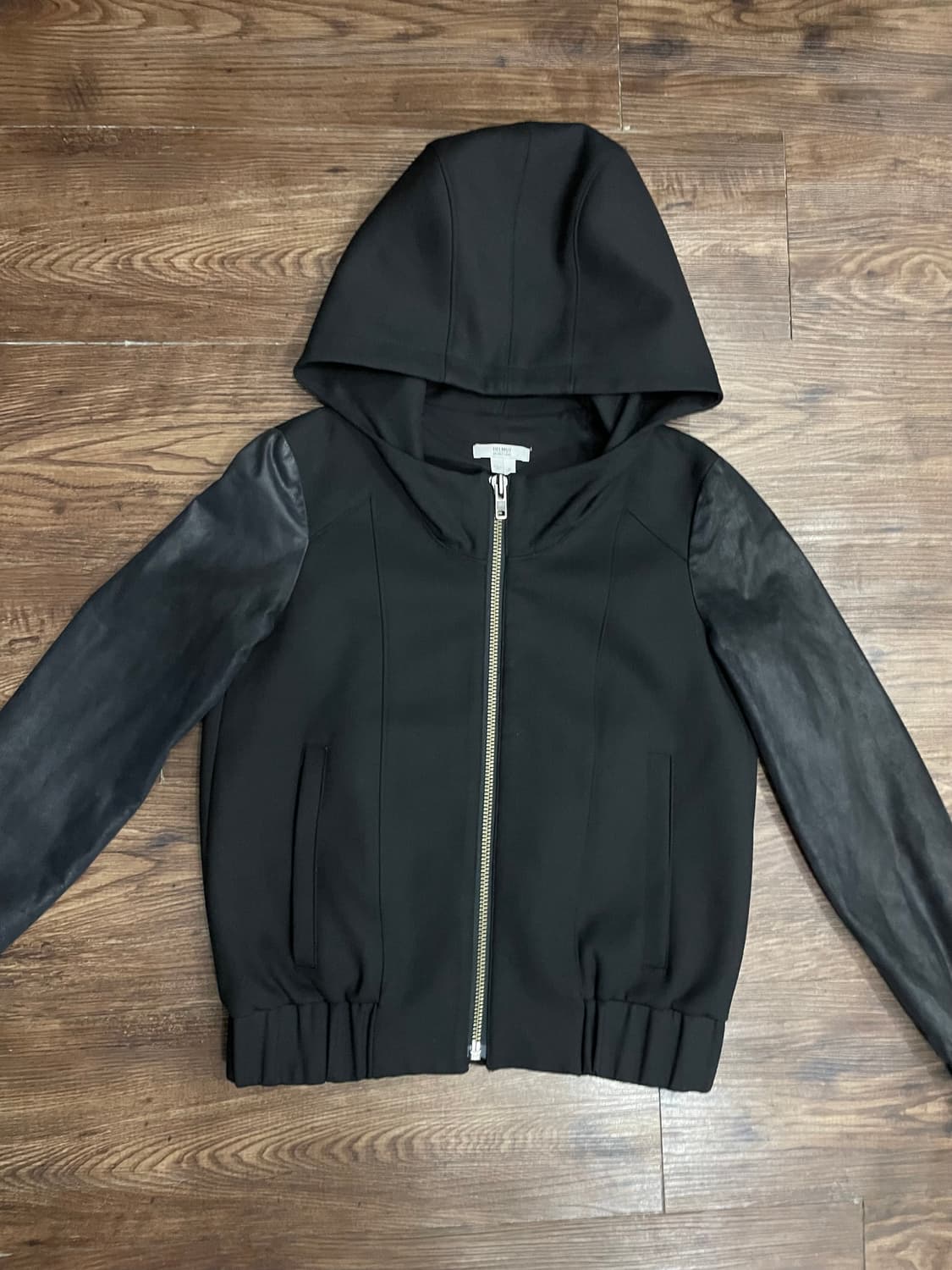 헬무트랭 카프스킨 레더 슬리브 봄버 자켓 블랙 상품이미지1