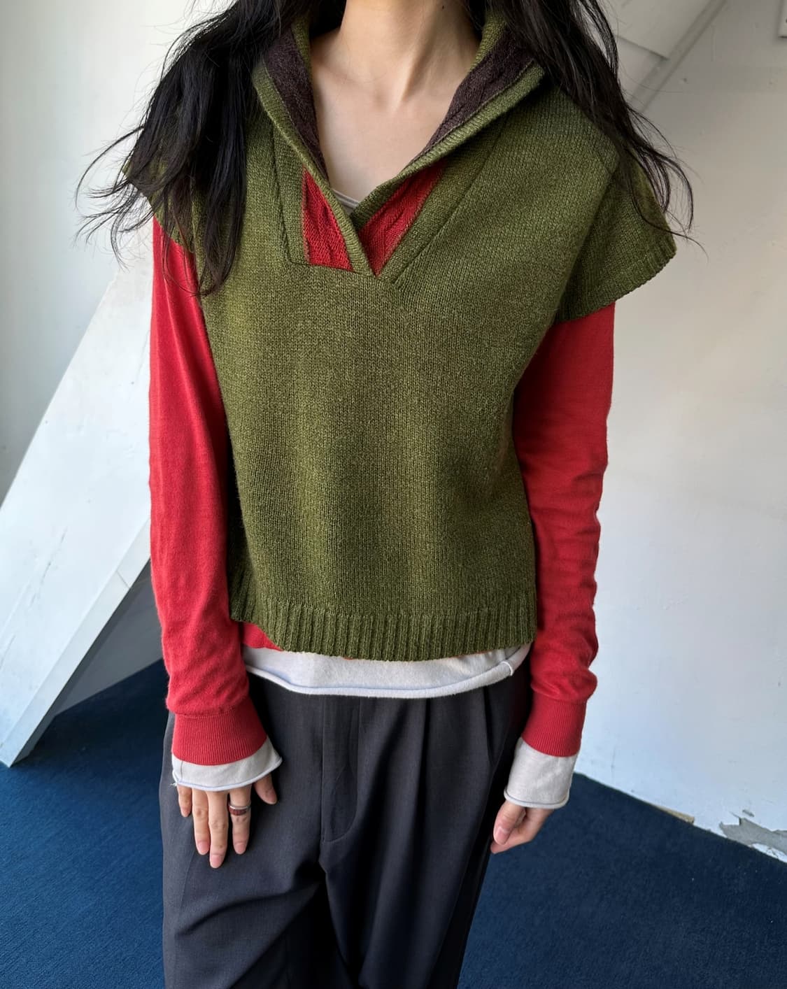 Alpaca blend design knit top 상품이미지3