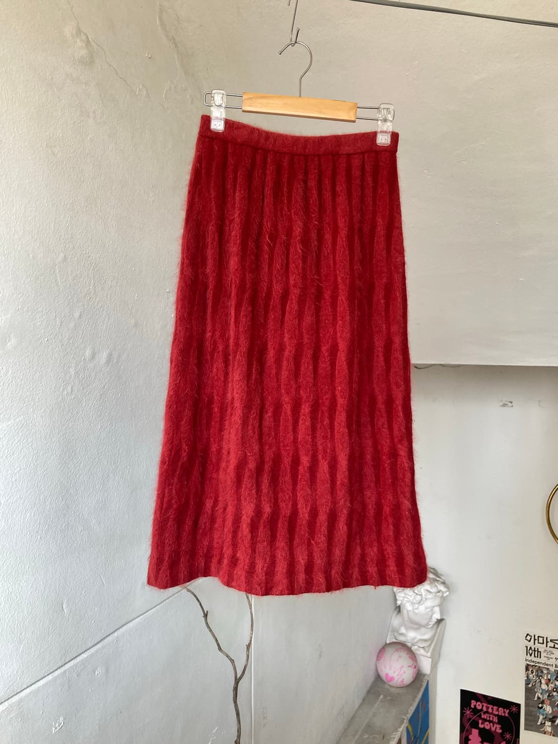 앙고라 스트라이프 미디 스커트 상품이미지1