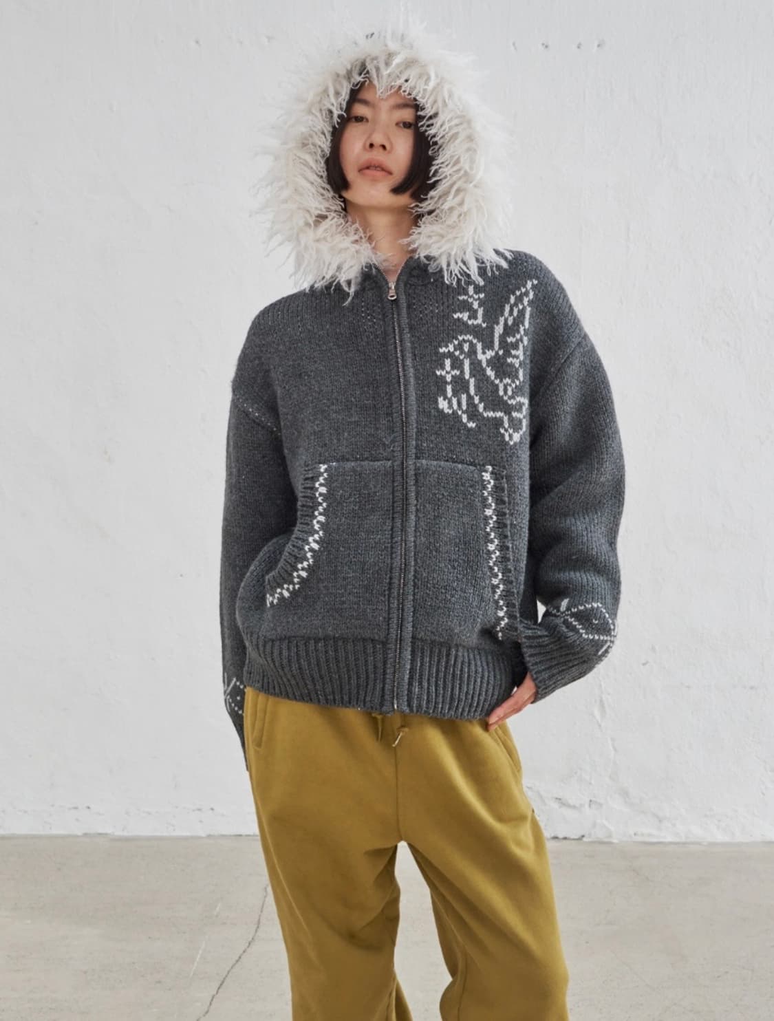 코위찬 퍼 후드집업 상품이미지1