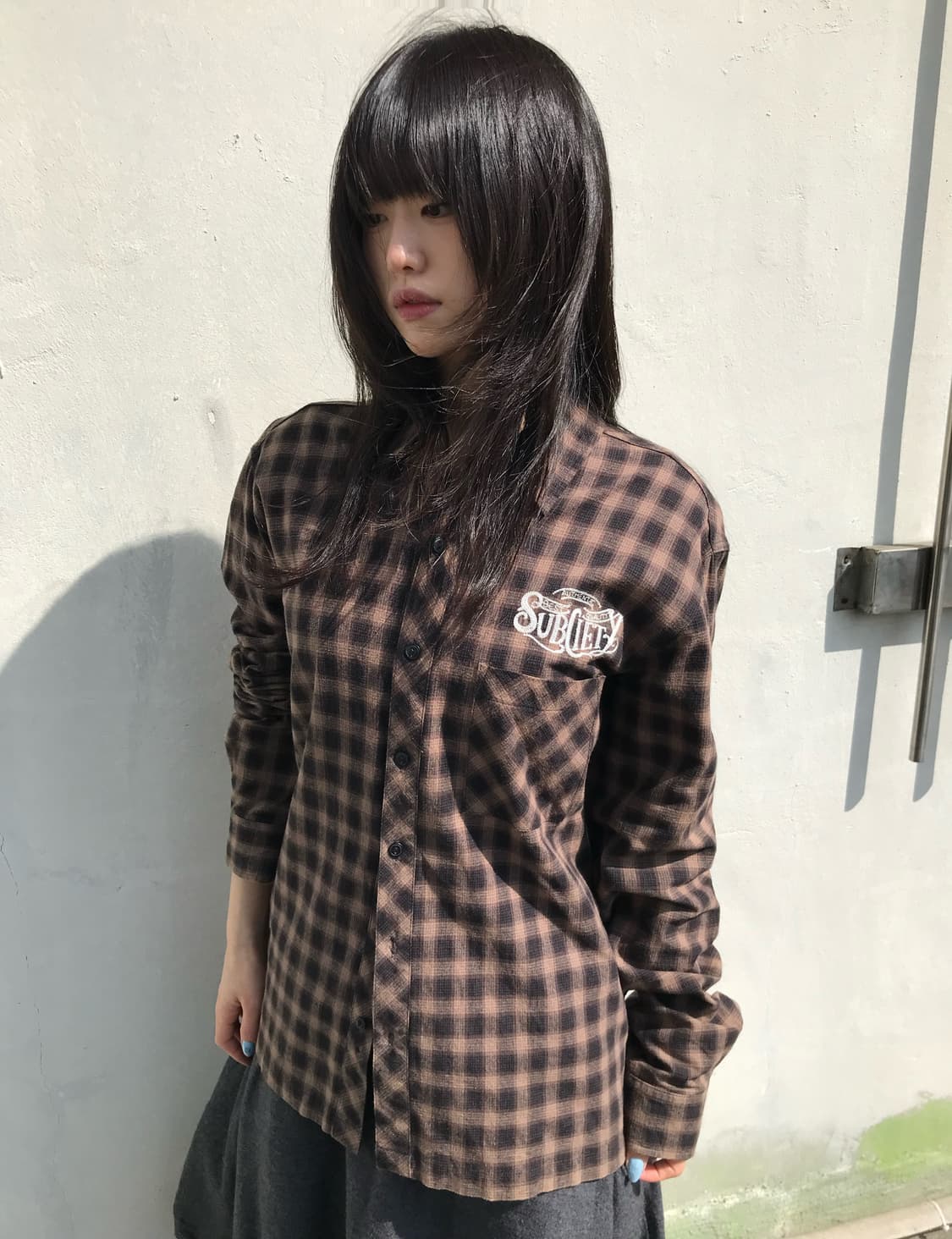 Subciety 브라운 빈티지 체크 셔츠 상품이미지2