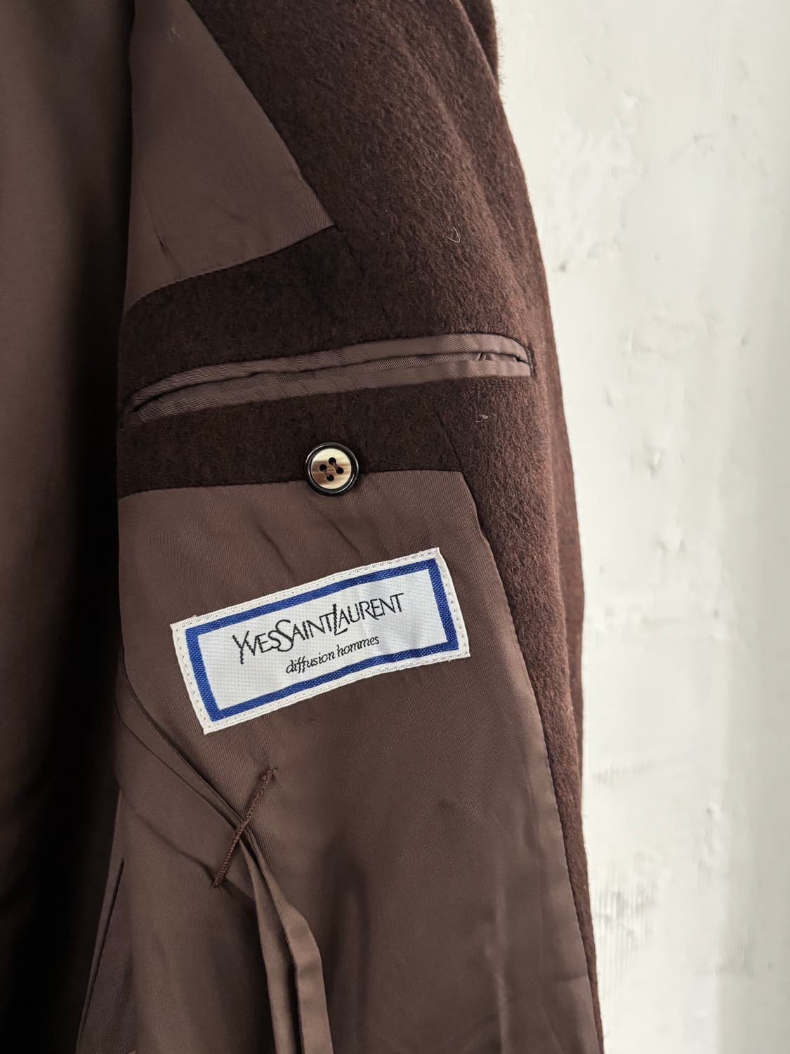 Yves Saint Laurent 입생로랑 90s 브라운 브이넥 롱 코트 상품이미지5