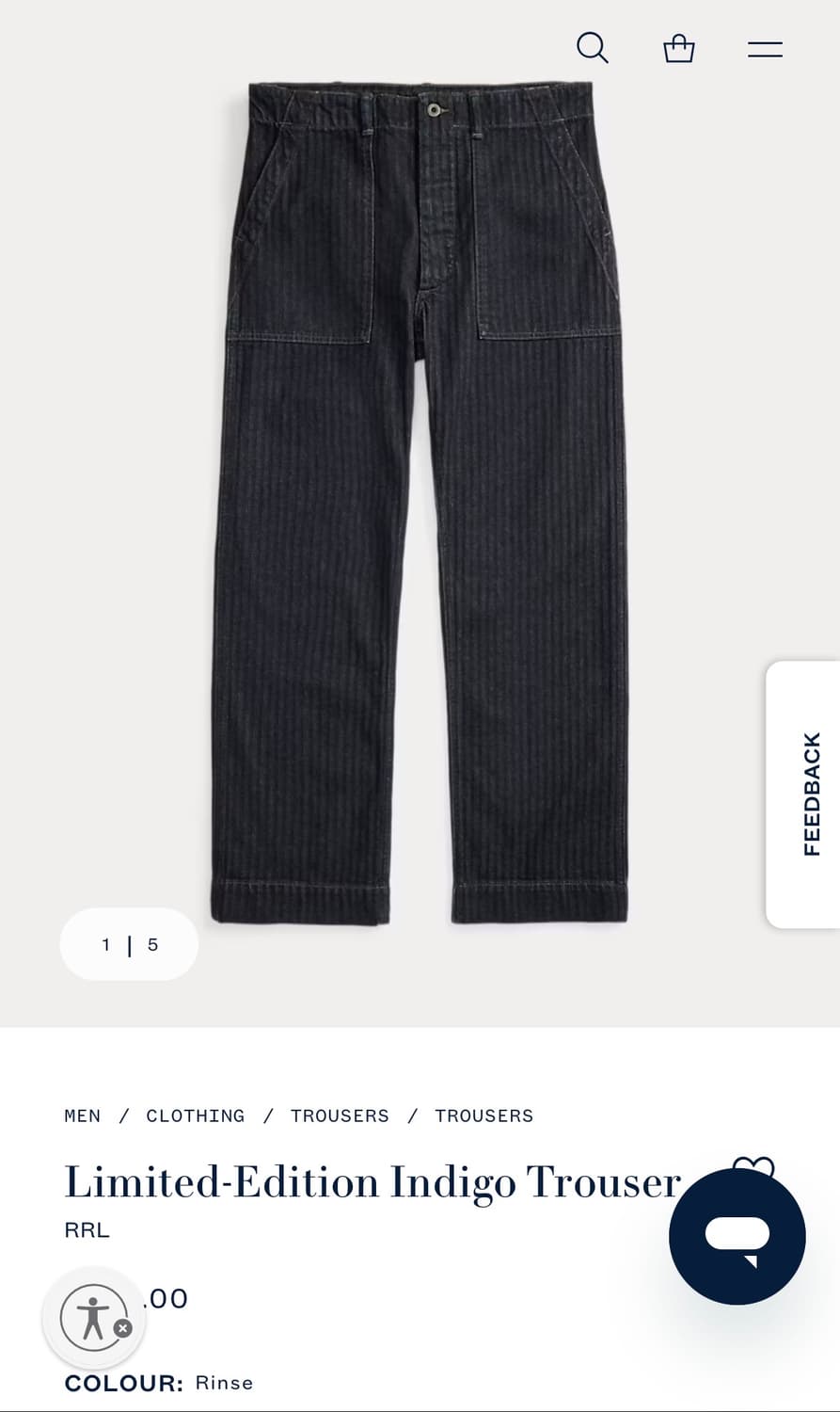 RRL 더블알엘 26SS 리미티드 에디션 인디고 헤링본 데님 필드 팬츠 상품이미지6