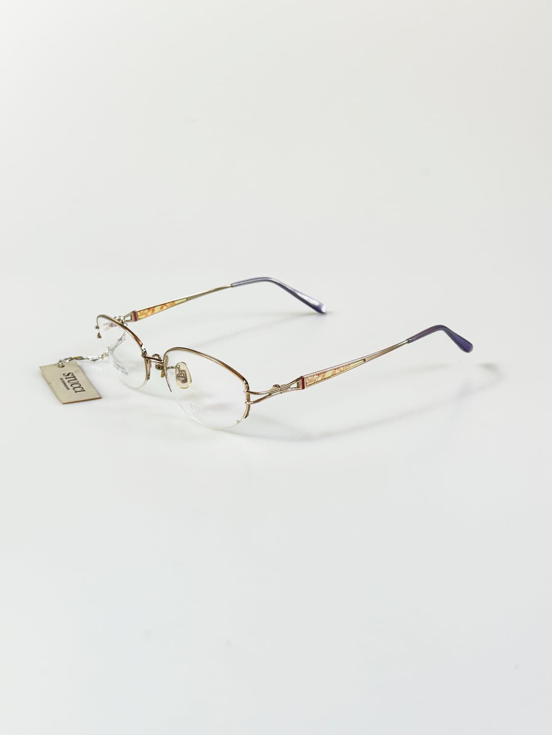 90s STUCCI 골드 티타늄 오벌 반무테 빈티지 안경 상품이미지4