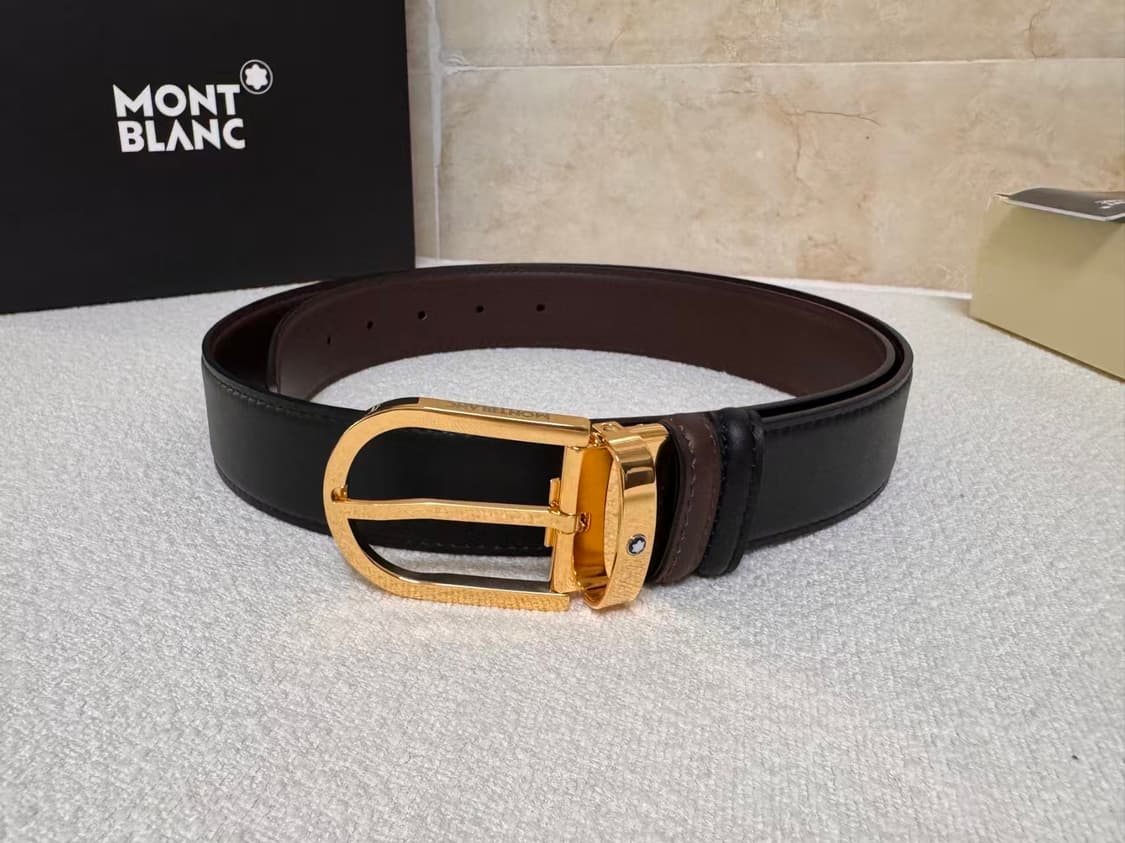 【정품】몽블랑 골드 버클 가죽 벨트 90cm/3.5cm 상품이미지2