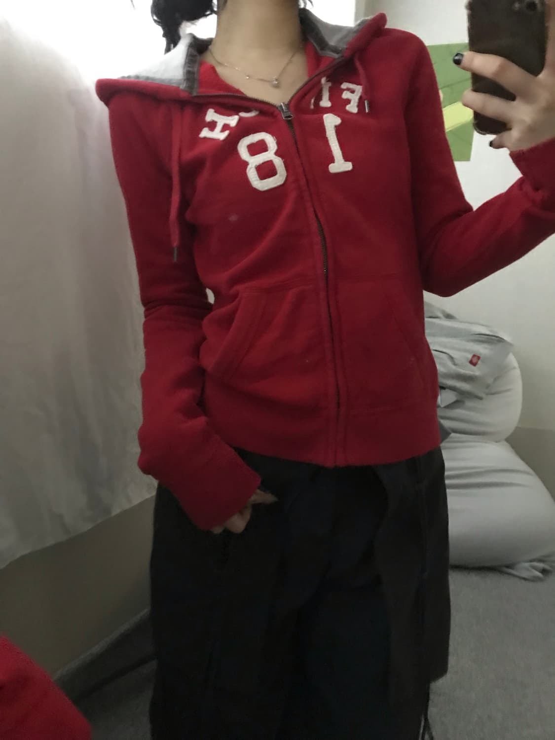 아베크롬비 레드 딱붙핏 후드집업 상품이미지6