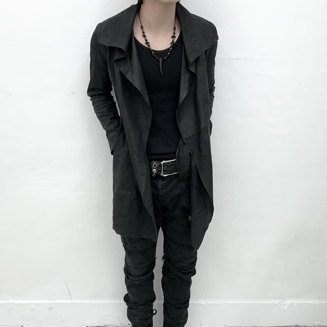 Asymmetry drape sheepskin leather jacket 상품이미지1