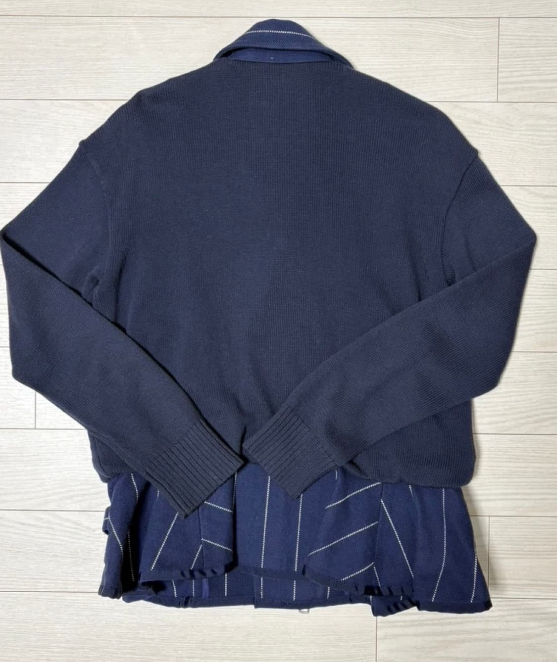 Sacai 사카이 럭 모토 네이비 스트라이프 라이더 재킷 상품이미지2