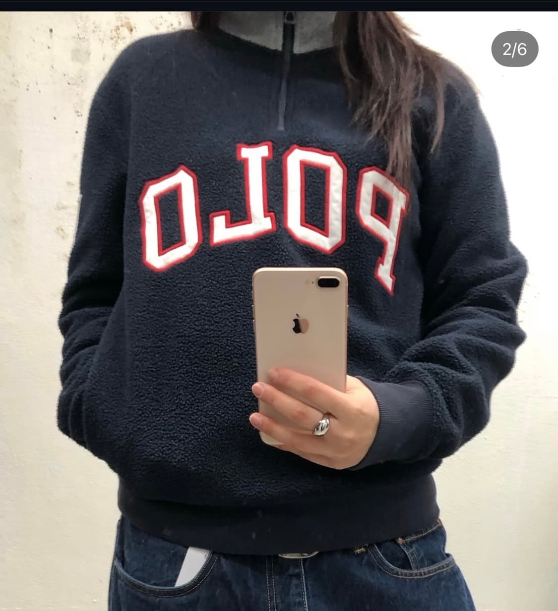 착샷O)) 폴로 플리스 하프짚 풀오버 상품이미지3