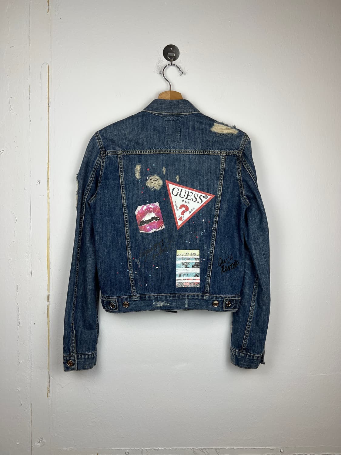 Guess 데미지 프린팅 디테일 데님 자켓 XS 상품이미지2